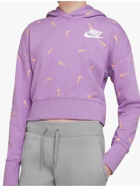 Nike Lavender Crop Hoodie with Peach Swoosh Accent